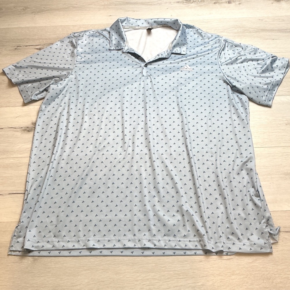 Adidas Adiprint Golf Polo Shirt‎ Mens 2XL Light Blue PreLoved
